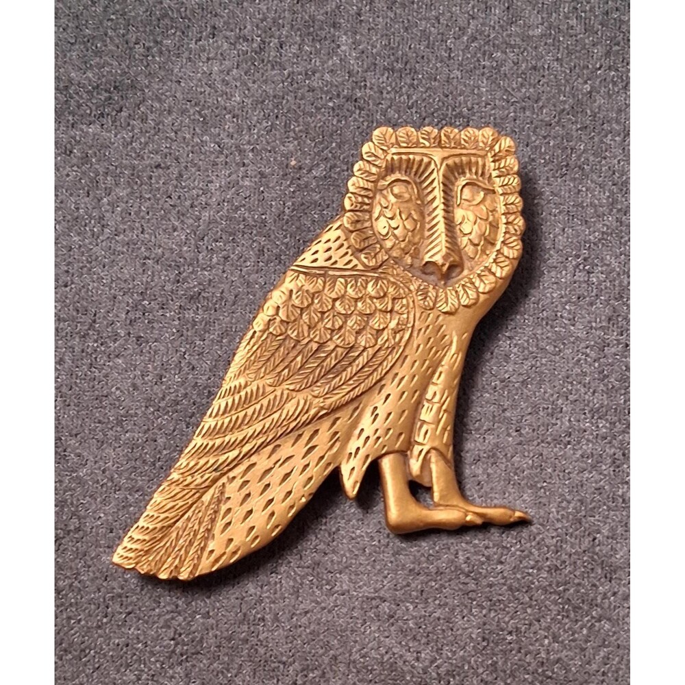 Vintage VMFA Owl Brooch 1989 Gold Tone Pin